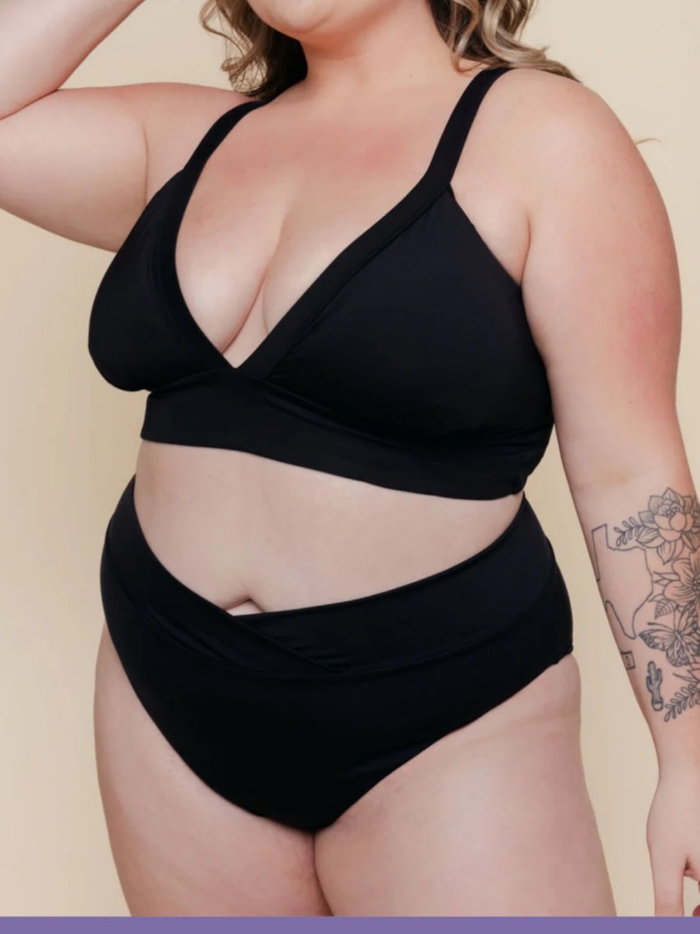 Kitty and Vibe High Hip Crossover Bottoms - banana black